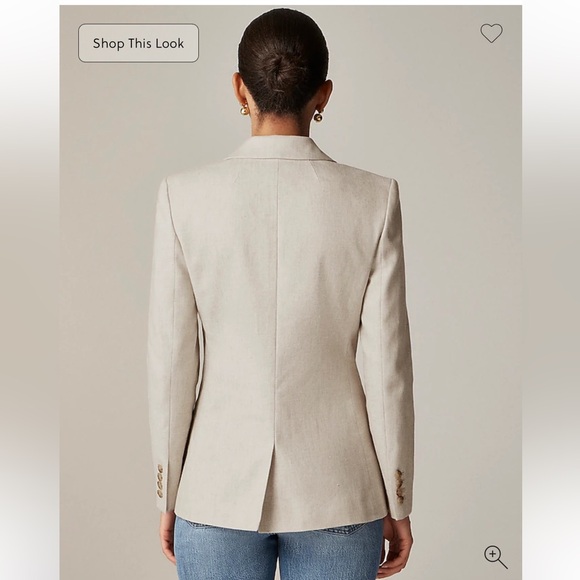 New J. Crew Alexandra Stretch Linen Blend Blazer 4 Ivory Beige - Picture 3 of 9